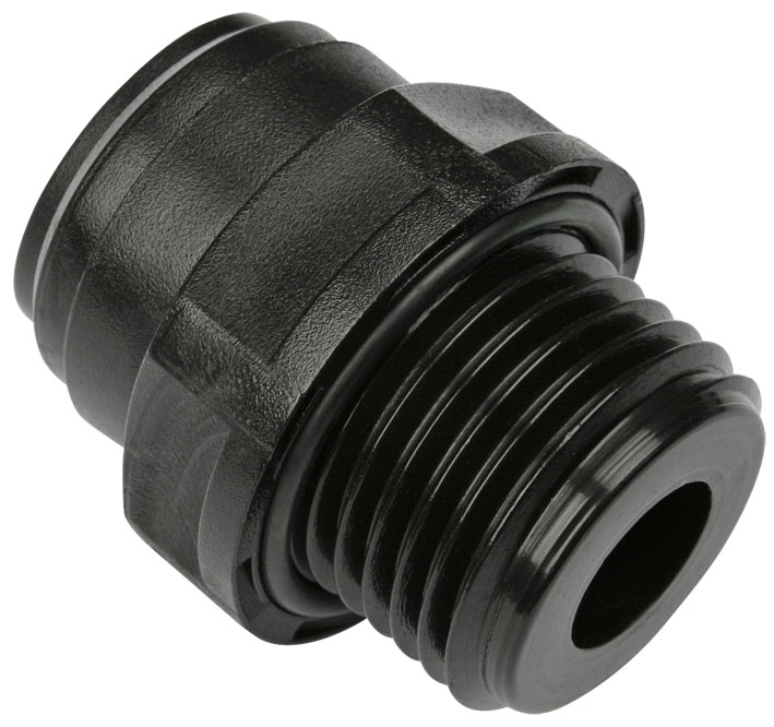 Conector drept cu filet cilindric G 1/4, pentru furtun 6 mm, plastic POM, negru