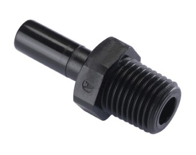 Racord drept cu filet conic R 1/4, pentru furtun 6 mm, plastic POM, negru