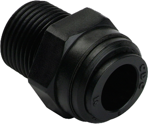 Conector drept cu filet conic R 1/8, pentru furtun 4 mm, plastic POM, negru