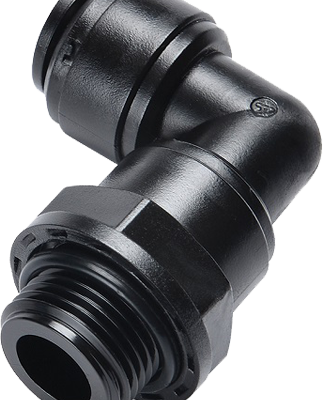 Racord cot cu filet cilindric, rotativ, pentru furtun 4 mm, G 1/8, plastic POM, negru