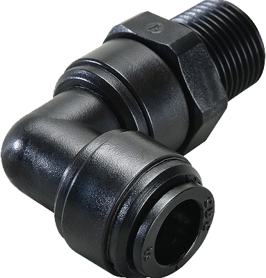 Racord cot cu filet conic, rotativ, pentru furtun 4 mm, filet R 1/8, POM