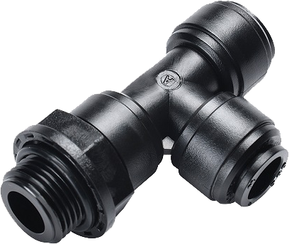 Racord L cu filet cilindric G 1/2, rotativ, pentru furtun 10 mm, plastic POM, negru