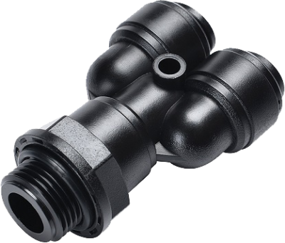 Racord tip Y cu filet cilindric G 1/4, rotativ, pentru furtun 8 mm, POM