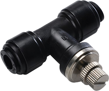 Racord tip T-throttle pentru furtun metric, 6 mm, plastic POM, negru