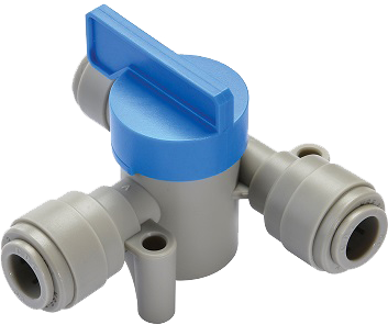 Robinet cu bilă cu conexiune push-in, 3 căi, 3/8 Inch, fluidFIT