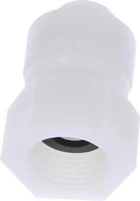 Racord drept cu filet cilindric G 3/8, pentru furtun Ø10 mm, plastic POM, alb
