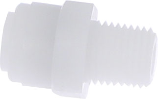 Conector drept cu filet conic R 1/4, pentru furtun 8 mm, plastic POM, alb