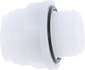 Conector drept cu filet cilindric G 3/8, pentru furtun Ø10 mm, plastic POM, alb