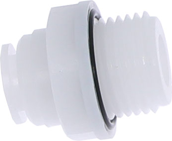 Conector drept cu filet cilindric G 1/2, pentru furtun 10 mm, plastic POM, alb