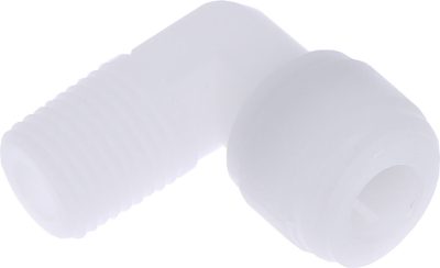 Racord cot filetat conic, filet R 1/4, pentru furtun 8 mm, plastic POM, alb