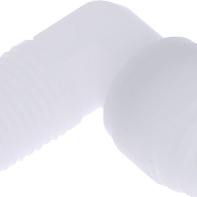 Racord cot filetat conic, filet R 1/4, pentru furtun 8 mm, plastic POM, alb