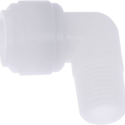 Racord cot cu filet conic R 1/4, pentru furtun 10 mm, plastic POM, alb