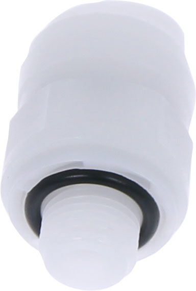 Conector drept cu filet cilindric G 1/8 pentru furtun 8 mm, plastic POM, alb