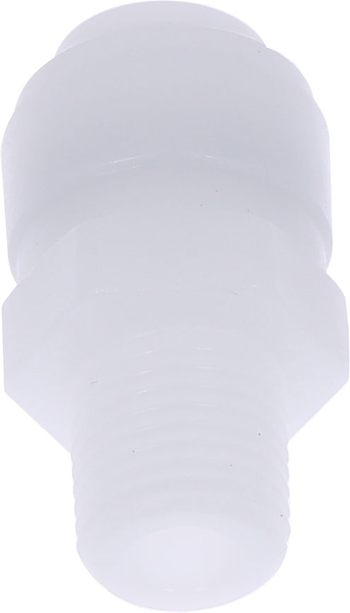 Conector drept cu filet conic R 1/4, pentru furtun 10 mm, plastic POM, alb