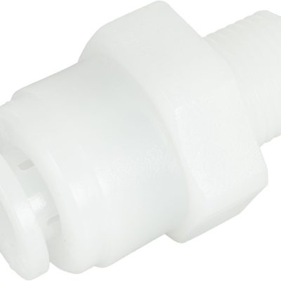 Conector drept cu filet R 1/8, conic, pentru furtun 6 mm, plastic POM, alb