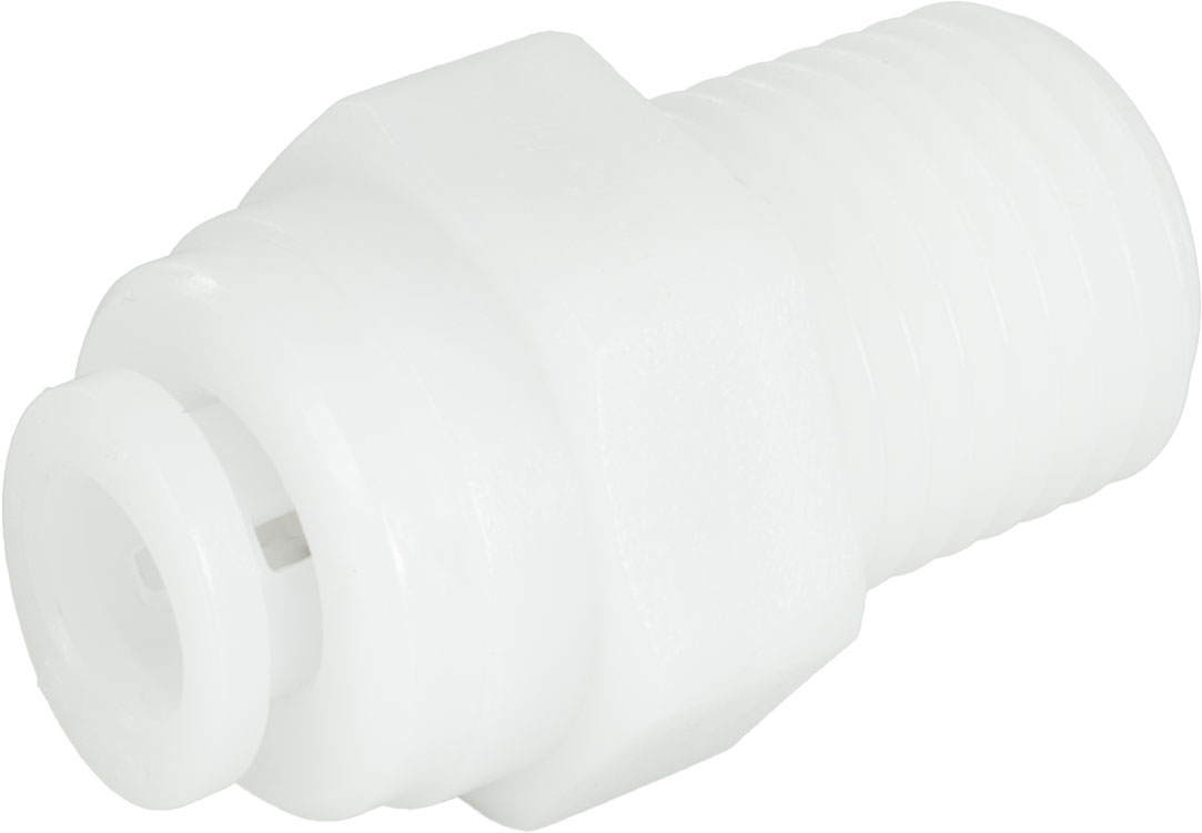 Conector drept cu filet R 1/4, conic, pentru furtun 6 mm, POM, alb