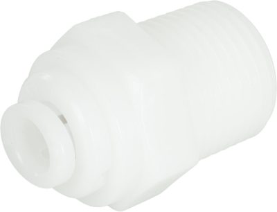 Conector drept cu filet conic R, pentru furtun 6 mm, plastic POM, alb