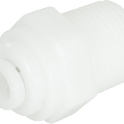 Conector drept cu filet conic R, pentru furtun 6 mm, plastic POM, alb