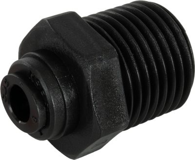 Racord drept cu filet conic R 1/2, pentru furtun 6 mm, POM, negru