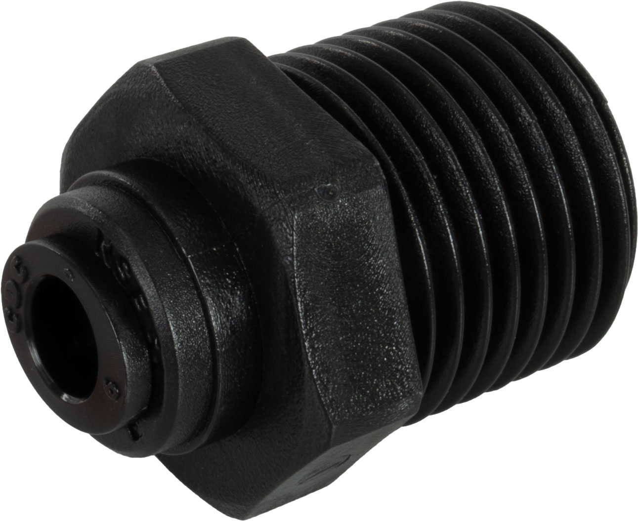 Racord drept cu filet conic R 1/2, pentru furtun 6 mm, POM, negru