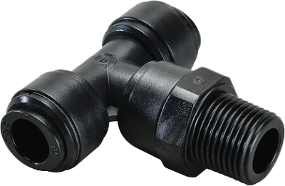 Racord tip T cu filet conic, fluidFIT, R 1/8, pentru furtun 4 mm, POM, negru
