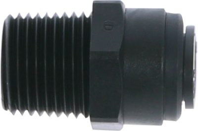 Racord drept cu filet NPT 1/2, conic, pentru furtun 12 mm, POM, negru
