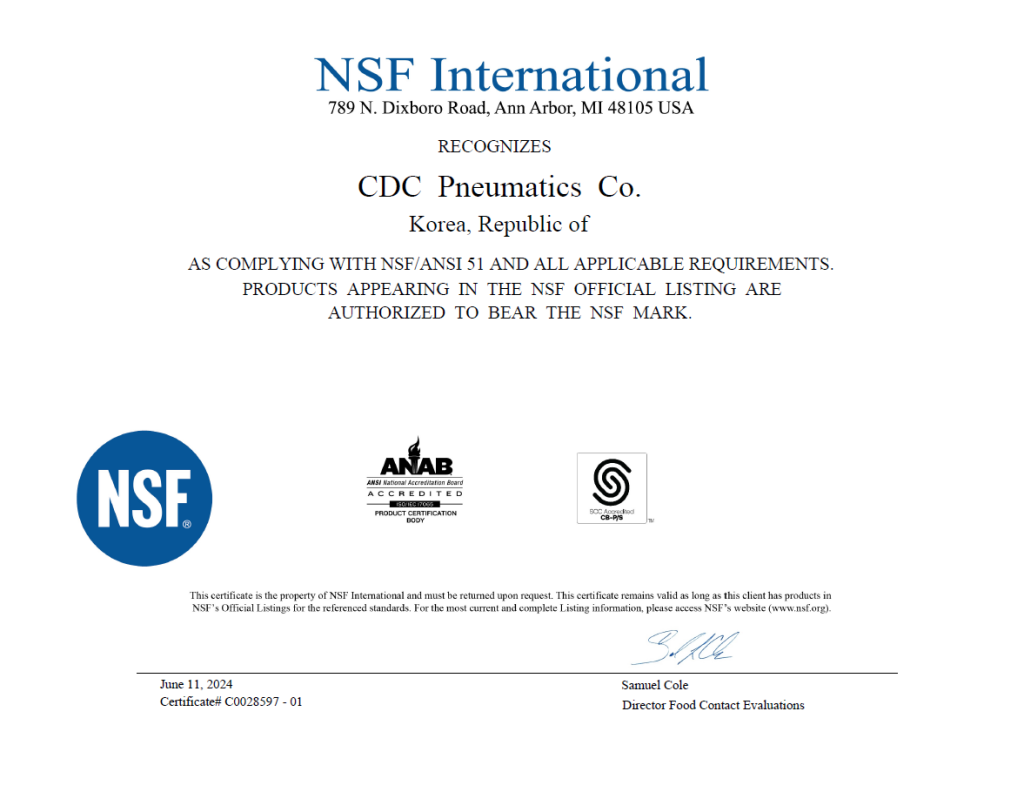 Certificare calitate FluidFIT NFS International