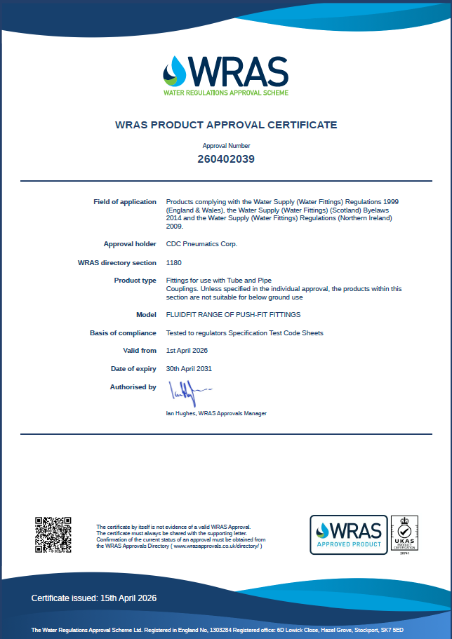 Certificat aprobare produse FluidFIT WRAS